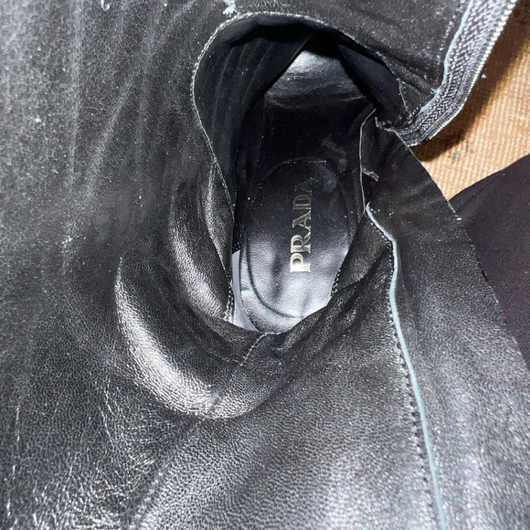 Prada Black Suede Knee High Boots with Brass Rivets - Picture 8 of 13